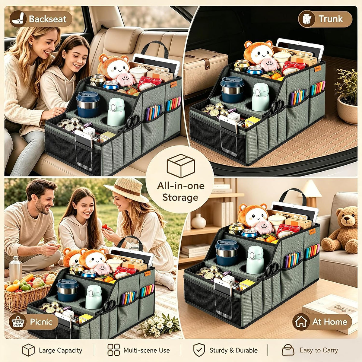Car Seat Organizer Back Front Captains Seats Storage Travel