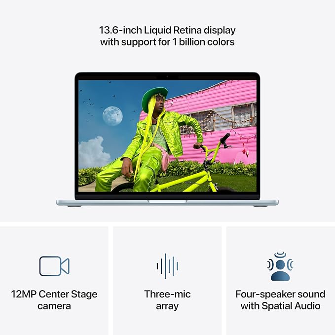 Apple 2026 MacBook Air 13-inch Laptop with M5 chip: Built for AI, 13.6-inch Liquid Retina Display, 24GB Unified Memory, 1TB SSD, 12MP Center Stage Camera, Touch ID, Wi-Fi 7; Sky Blue