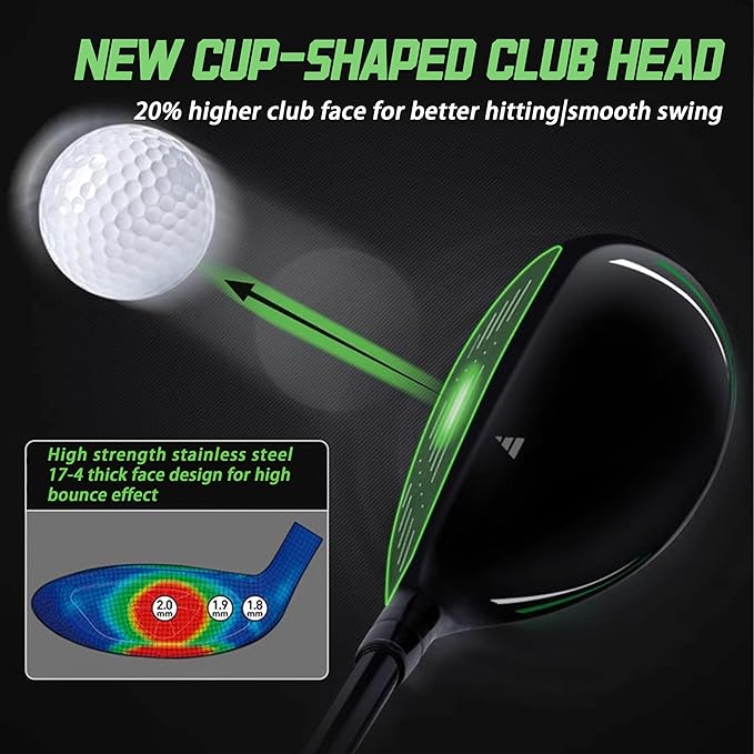 PGM Men's Professional Golf Club Driver Woods Hybrid for Right Handed with Headcover, Low Center of Gravity Long Distance Single Club with Titanium Head Graphite Shaft