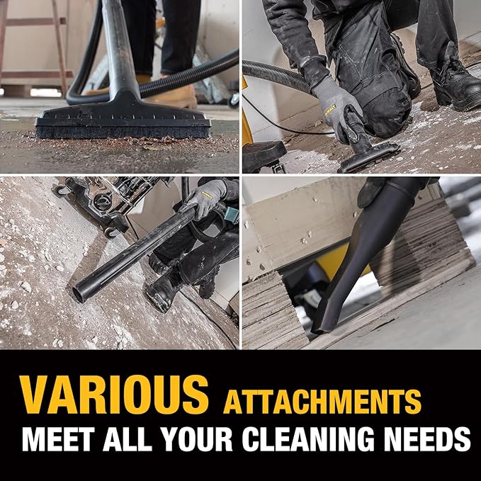 DEWALT 10 Gallon STEALTHSONIC Wet and Dry Shop Vacuum, Ultra Quiet Heavy Duty With Attachments, Powerful Outdoor Vac for Car, Garage, Workshop, Jobsite, Patio, DXV10S-QT, 5 Peak HP
