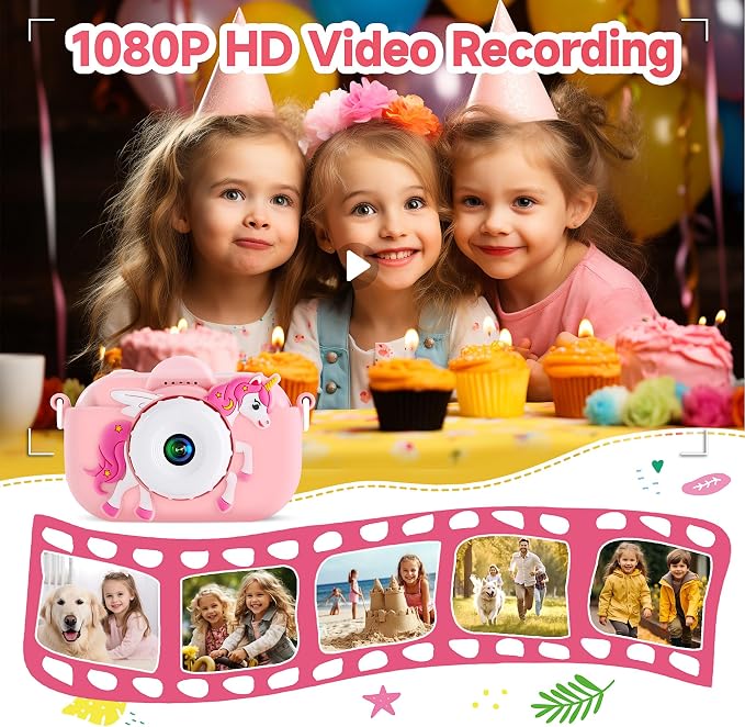 Kids Camera Toys for Ages 3 4 5 6 7 8 9 Girls, 48MP Dual Lens Toddler Digital
