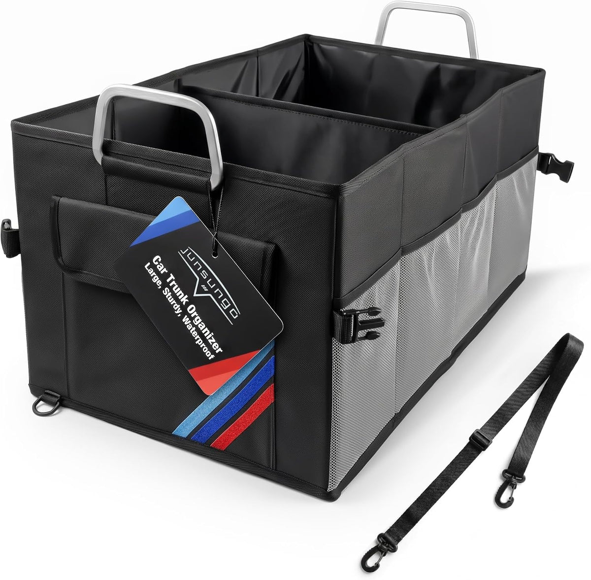 Car Trunk Organizer, Portable, Collapsible, Waterproof, Oxford Cloth, Aluminum Handle, Ideal for SUVs, Cars, Camping, Storage