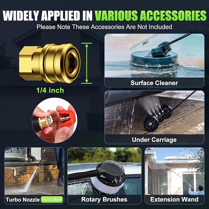 Pressure Washer 5000PSI Adjustable Pressure Power Washers Powered with 33ft Hose, 4 Nozzle and Foam Cannon, Powerwashers Cleaner Machine for Home, Cars, Green