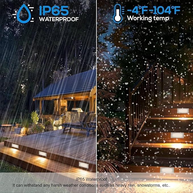 85-265V LED Step Light, 3000K Water Proof Aluminum Alloy Embedded Stair Light, Portable Wall Lamp for Indoor Outdoor Basements Corridors