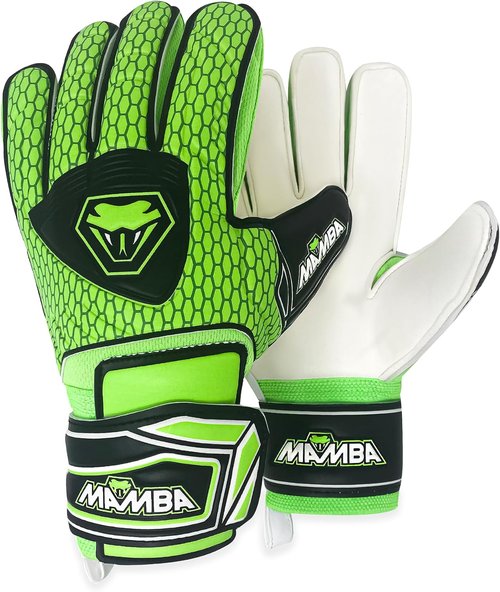 MAMBA Goalkeeper Gloves - Premium Latex Palm & Back Hand | Fingersave Protection for Youth/Adult