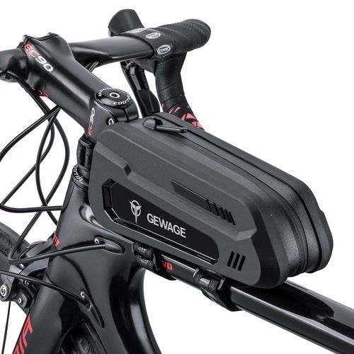 GEWAGE Bike Bag Bicycle Front Frame Bag Bike Phone Holder Bike Phone Bag Top Tube Bag Handlebar Bags Bike Accessories for Mountain Road Bike, Black