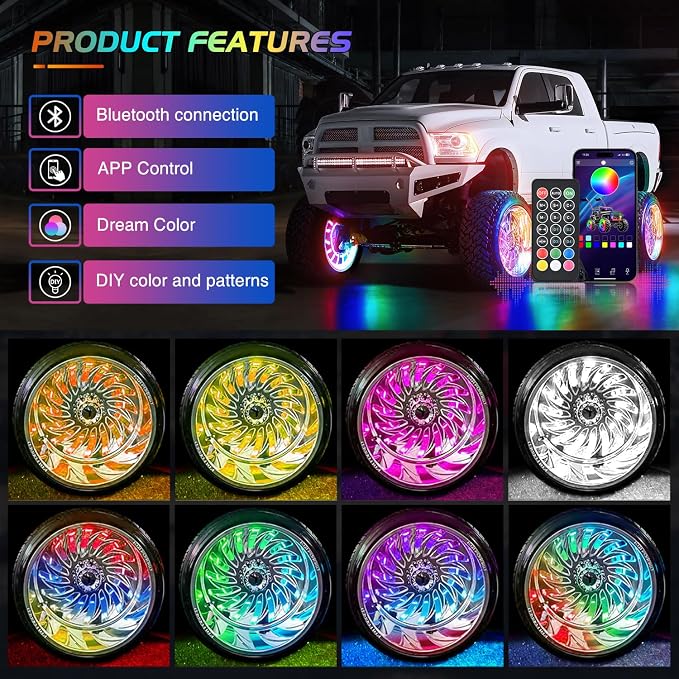Nilight 4PCS 15.5inch Wheel Ring Lights Deram Color