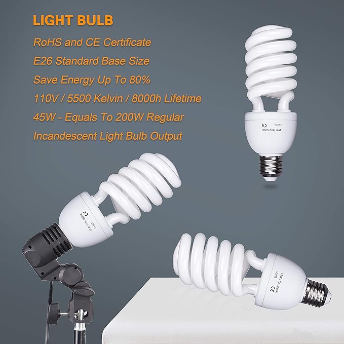 EMART Umbrella Photography Lighting Kit, 200/700W Bulbs, Soft Light Continuous