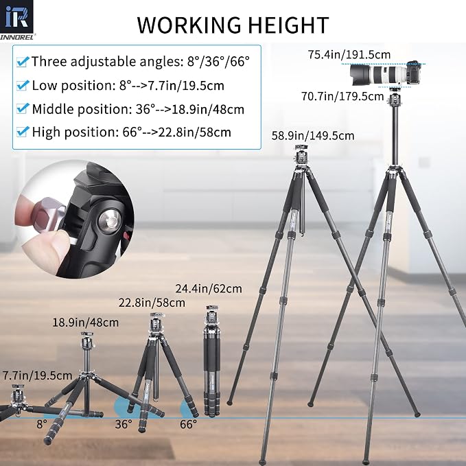 Carbon Fiber Camera Tripod-INNOREL GT324C Professional Compact Shooting Tripod