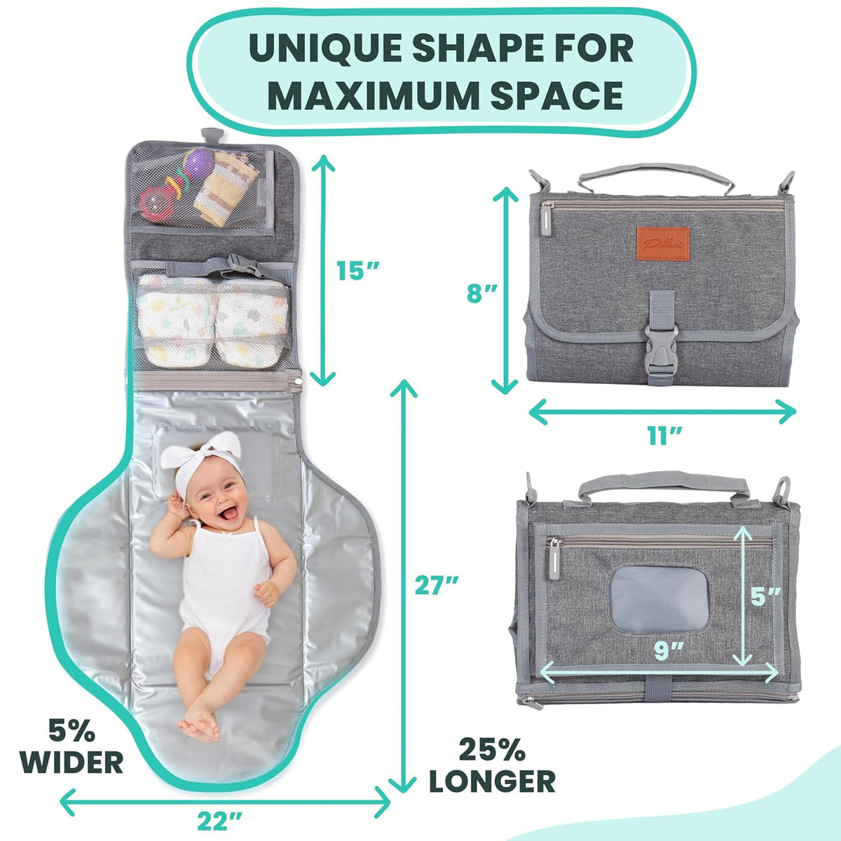 Portable Changing Pad for Baby – Soft, Comfortable Portable Diaper Changing Pad with Wipes Pockets, Waterproof and Easy to Clean – Baby Registry Search, new born baby essentials must haves, baby stuff