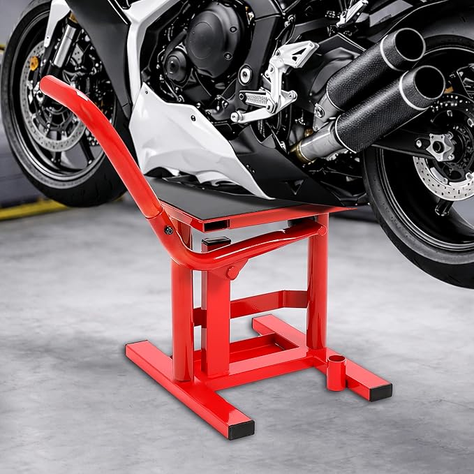 ALMULOO Dirt Bike Lift Stand Motorcycle Jack Lift Stand 330 LBS Capacity 10.1"-19.7" Adjustable Height Hoist Table Steel