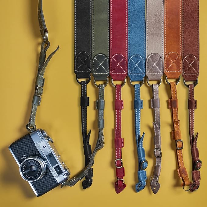 MegaGear Sierra Genuine Full-Grain Leather Camera Strap — Vintage Shoulder &