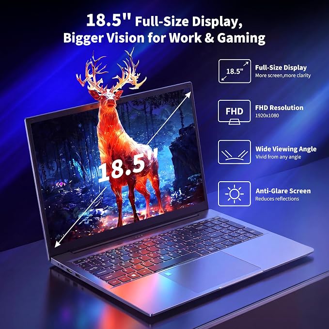 18.5 Inch Laptops, Core i9 CPU (Up to 4.8 GHz), 16GB RAM, 512GB SSD, WiFi-6 | 100% sRGB FHD Display, Win 11 Home, Backlit Keyboard, Numeric Pad Fingerprint Login, Laptop Computer for Business Students