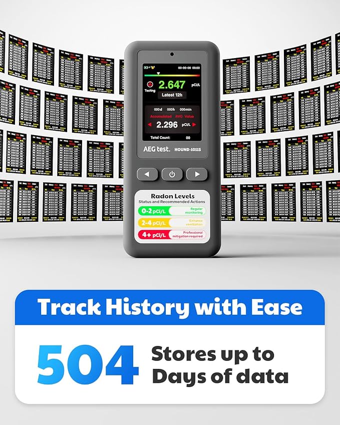 HOUND-1011S Portable Radon Detector, High-Accuracy Sensor
