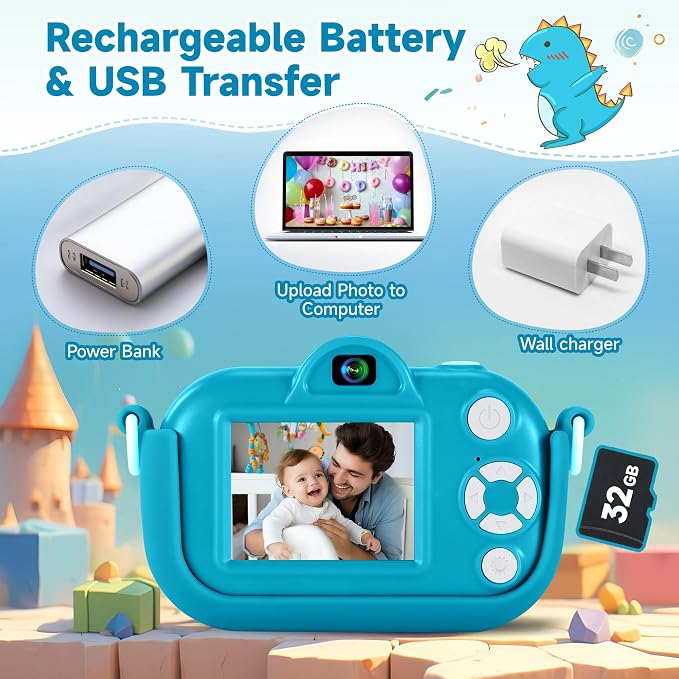 Kids Camera Toddler Toys for Boys Aged 3-9, 1080P Toddler Camera Christmas