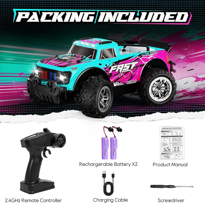 Remote Control Car, 2WD Off-Road RC Cars, 20 KM/H All-Terrain Rc Truck