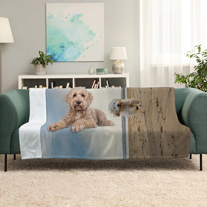 Prints Next Day – Custom 60" x 80" Plush Pet Lightweight Blanket with Photo Upload - Gift for Dog or Cat Owners - Personalized Couch Throw - Printed in America