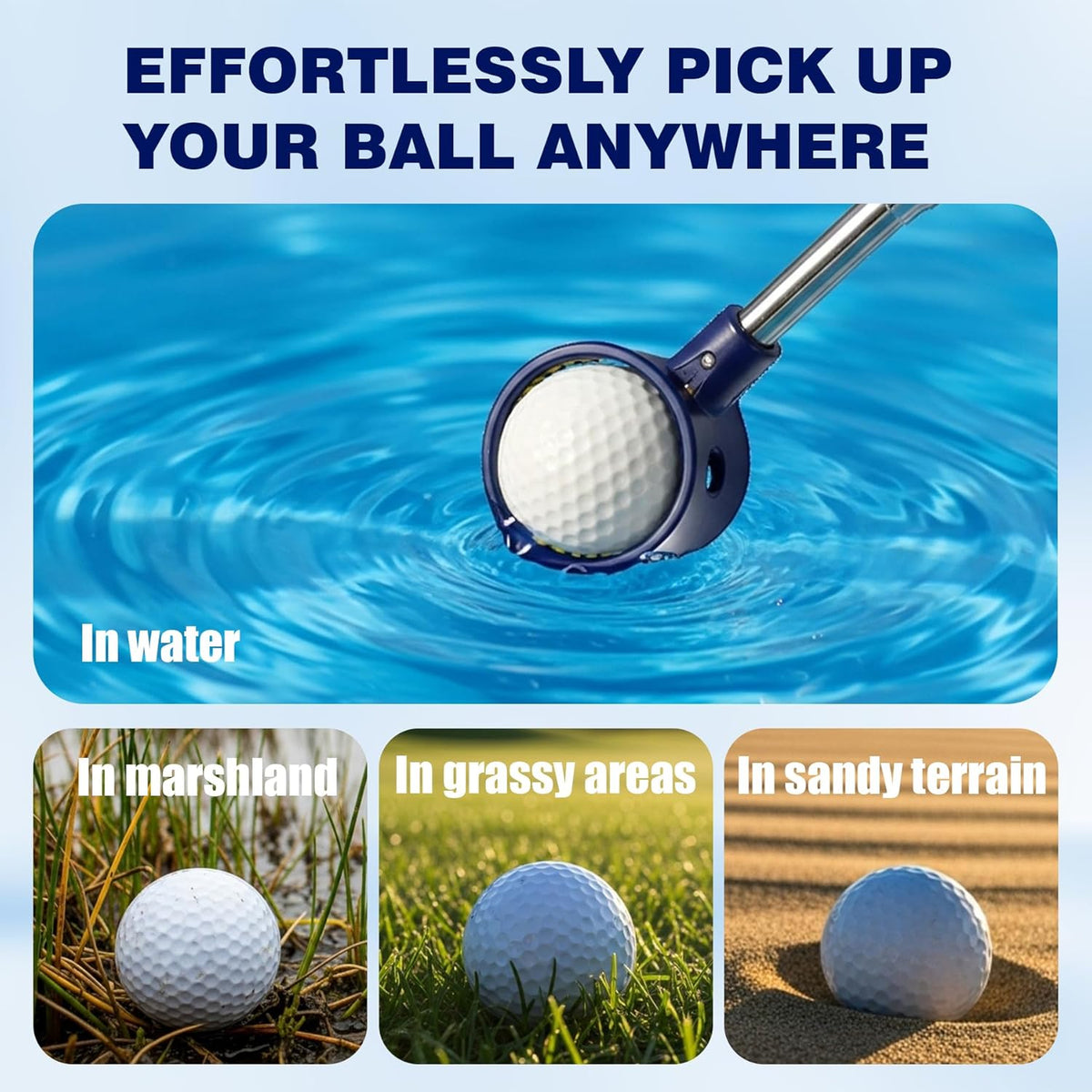 Skiennix Golf Ball Retriever - Telescopic Water Picker Tool with Stainless Steel Shaft & Non-Slip Grip | Perfect Gift for Golfers