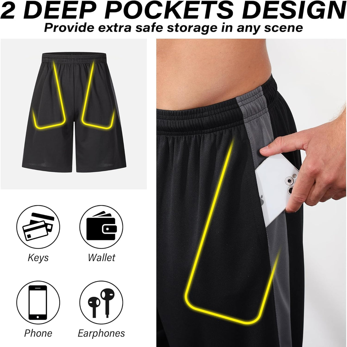 Skiennix Men's Athletic Shorts - Quick Dry Camo Basketball Gym Shorts with Pockets