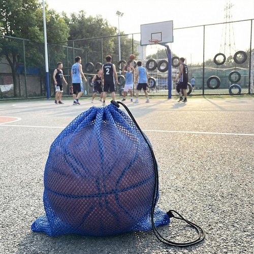 4Pcs Mesh Gear Bag - Large 19" x 27" Snorkel & Swim Backpack | Durable Polyester for Beach & Sports (Black & Blue)