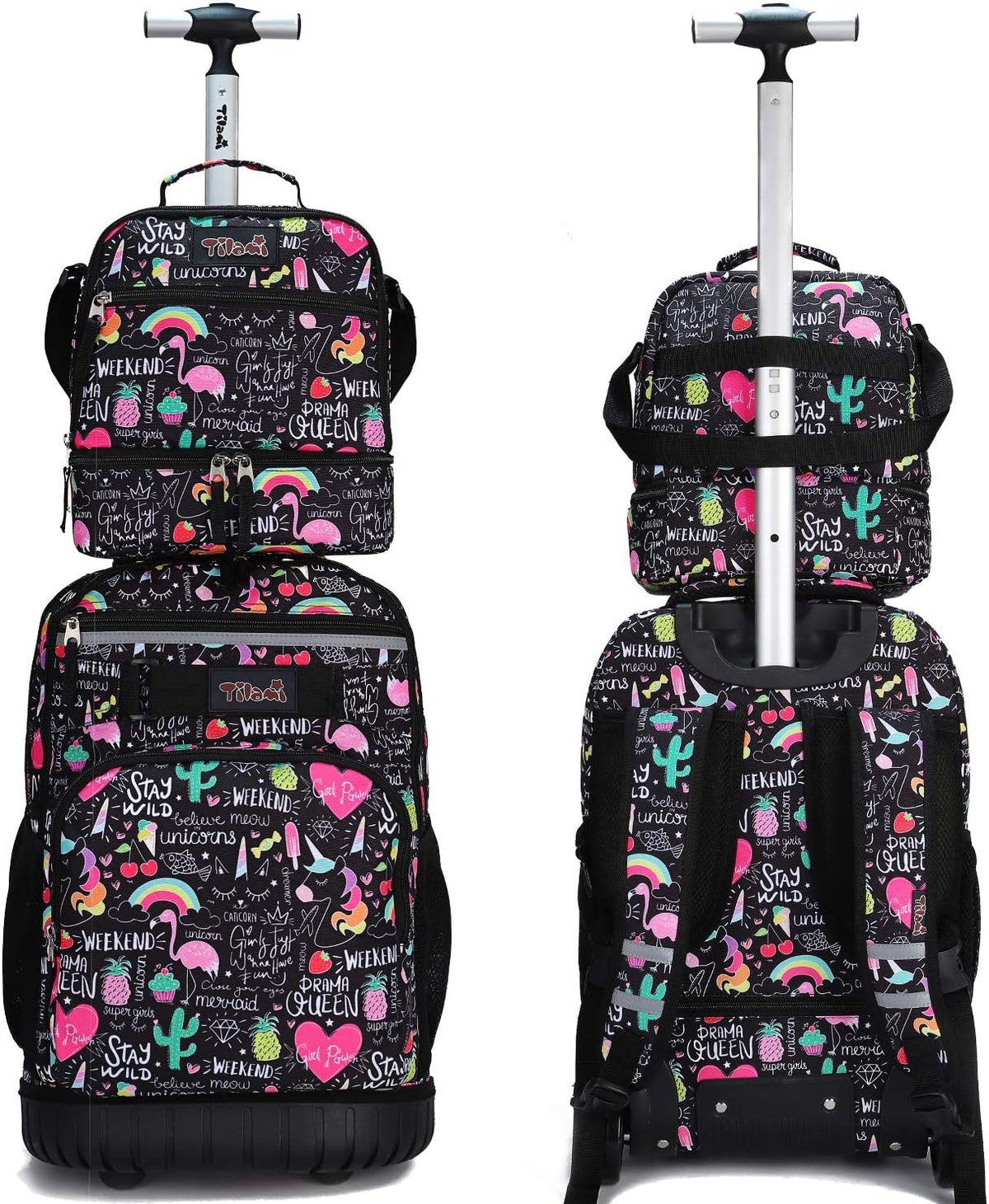 Tilami Rolling Backpack - 19 Inch Wheeled Laptop Bag with Lunch Bag | Insulated & Stylish