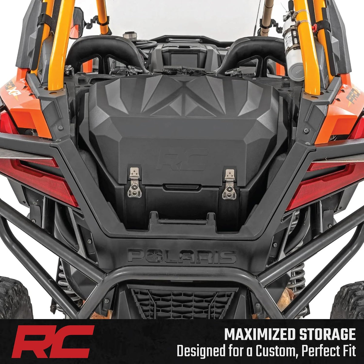 Rough Country Rear Bed Cargo Box for Polaris RZR Pro R/Pro R 4 (2 & 4-Seat Models) - 63.5-Gallon Storage Capacity, Watertight Seal, High-Impact UV-Resistant, Lockable Latches