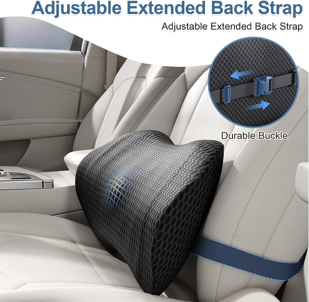 BYMECOST Lumbar Support Pillow for Car, Ergonomic Back Cushion