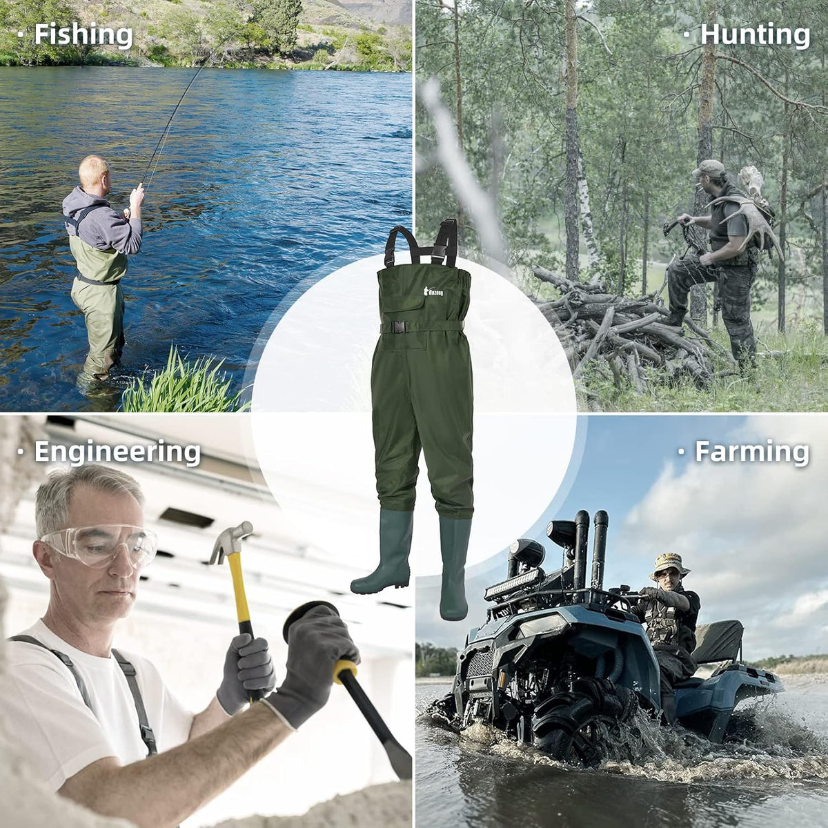Skiennix Bootfoot Fishing Chest Waders - Waterproof 2-Ply Nylon/PVC | Durable Hunting Gear for Men & Women