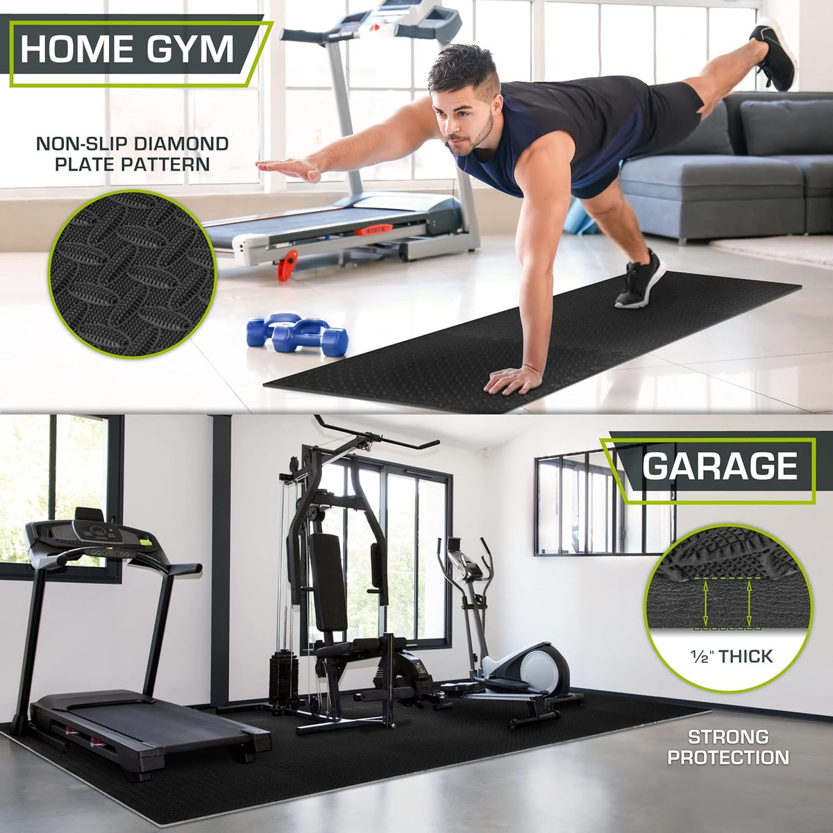 ProsourceFit Puzzle Exercise Mat - Water-Resistant EVA Interlocking Foam Tiles | 24" x 24" | Black, 144 Sq Ft (36 Tiles)