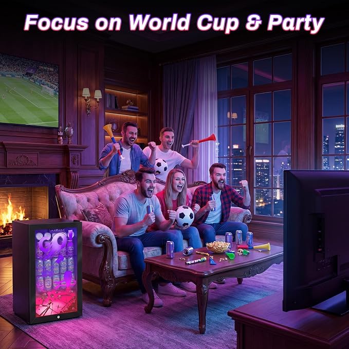 Velivi Gaming Mini Fridge with Led Lights, 3.2 Cu Ft Gaming Light Up Glass Door Beverage Refrigertor Small Lockable Drink Cooler For For Soda Beer, Cyberpunk Gaming Rooms Bar Home Party | 3.2 Cu Ft Small Lockable Drink Cooler For For Soda Beer, Cyberpu...