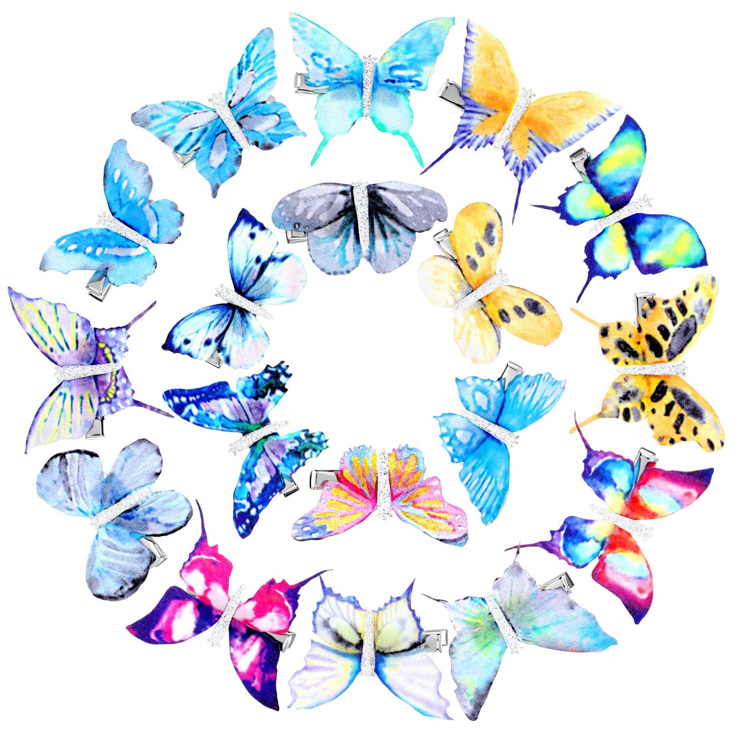 Boao 18 Pieces Glitter Butterfly Hair Clips For Girls Teens Women Hair Accessories (Vivid Style)