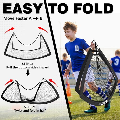Bohen 6x4 FT Kids Soccer Goals - Portable Folding Soccer Net with Carry Bag for Indoor/Outdoor Use