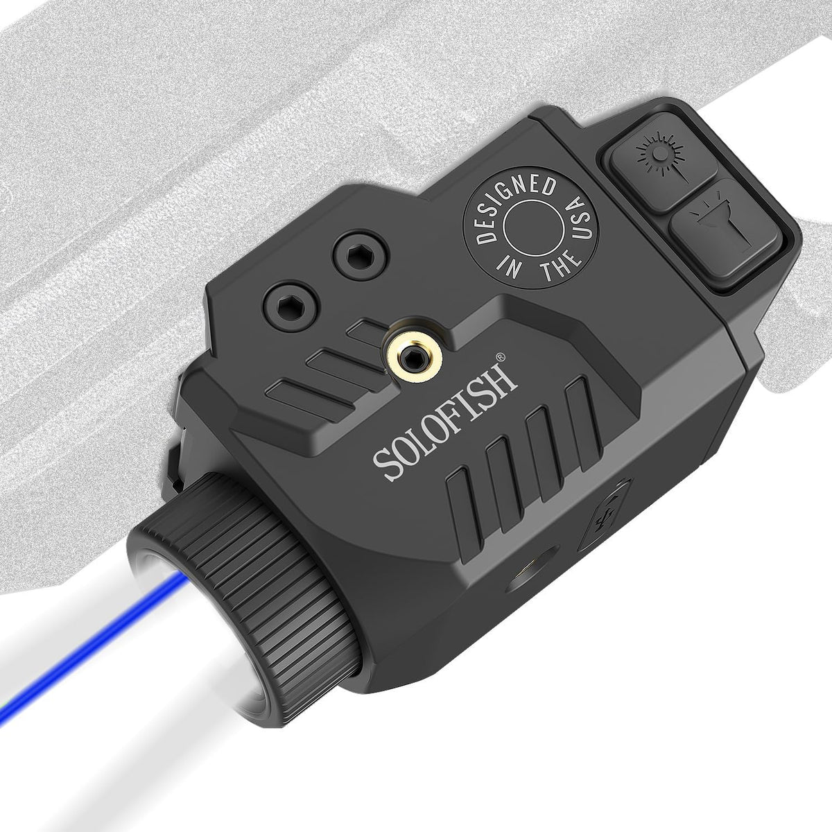 Solofish Pistol Light Laser Combo - 800lm Adjustable Shockproof Blue Laser Sight | Rechargeable with Strobe Function