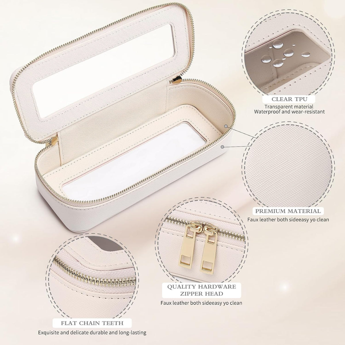Pinkmik Clear Makeup Bag, (Beige, L+M+SLIM)