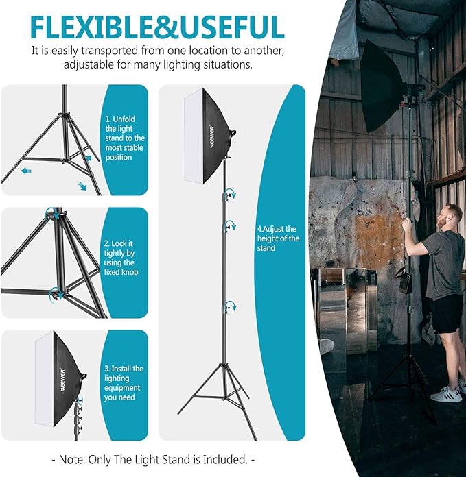 Neewer Heavy Duty Light Stand, Metal 13ft/4m Adjustable Photography Tripod C