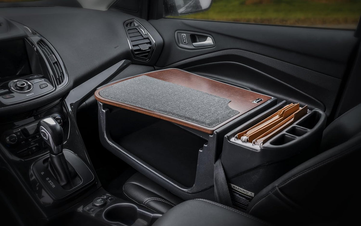 AutoExec Efficiency GripMaster Car Desk for Your Vehicle Workstation and Mobile Office, Mahogany
