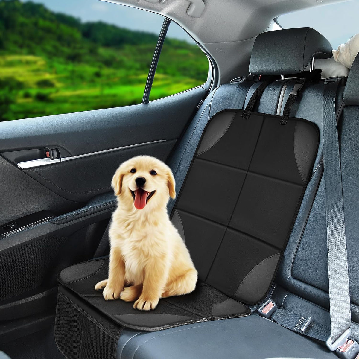 Musclez Car Seat Protectors Carseat Covers, Non-Slip Backing Black, 2pcs