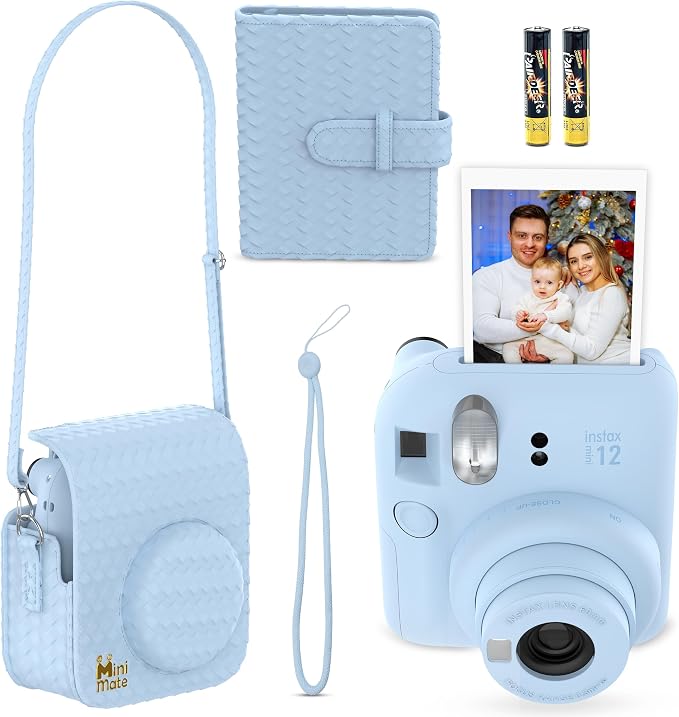 Fujifilm Instax Mini 12 Instant Camera Pastel Blue + Minimate Custom Designed