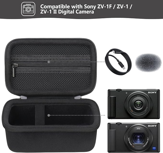 Hard Travel Case for Sony ZV-1F / ZV-1 / ZV-1 II Digital Camera, Vlogger Camera