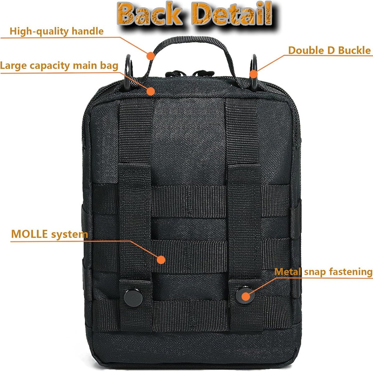 Skiennix Tactical Molle Pouch - Compact Black Camo EDC Utility Gear for Military Carry