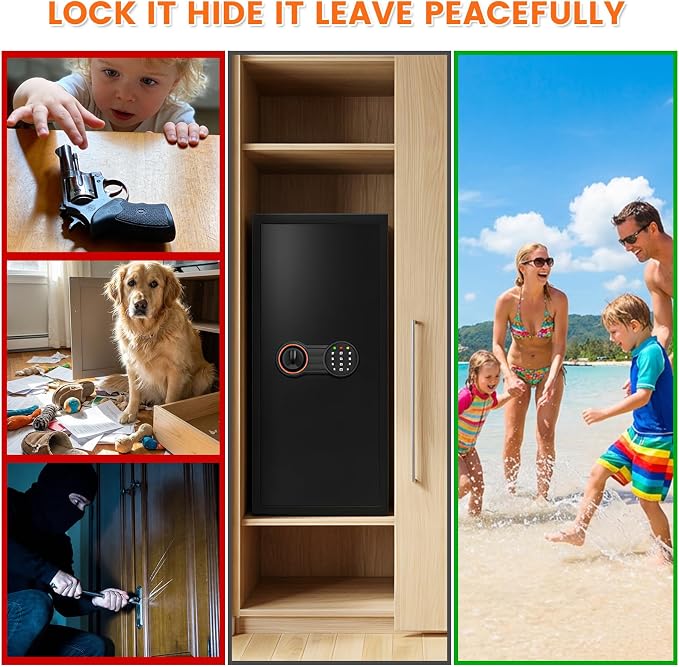 31.5"H Large Safe Box with Inner Lock Box, Slim Design Home Safe with
