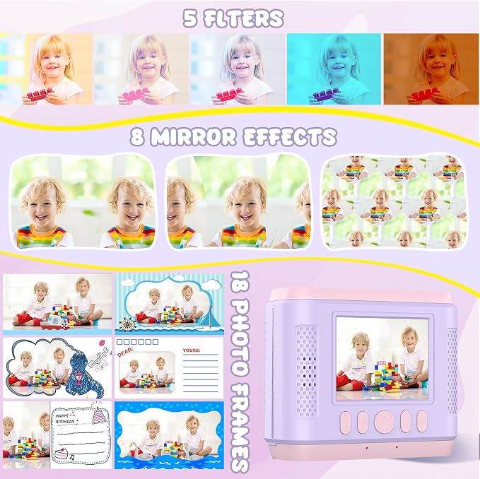 Instant Print Camera for Kids, 2.4 Inch Screen Kids Instant Cameras, Christmas