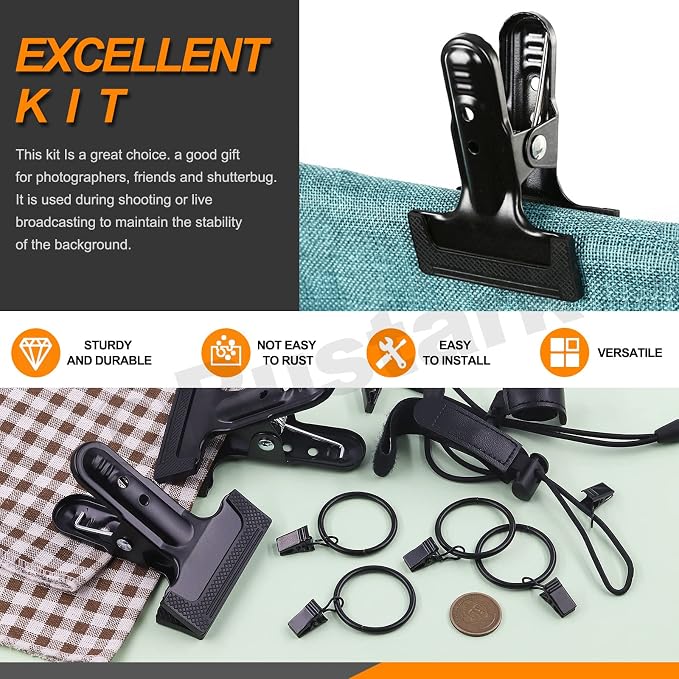 22Pcs Backdrop Heavy Duty Spring Clamps Elastic Photo Clips Holder Clips