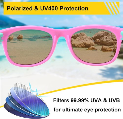 AZorb Kids Polarized Sunglasses - Flexible TPEE Rubber Frame | 100% UV Protection for Ages 3-8