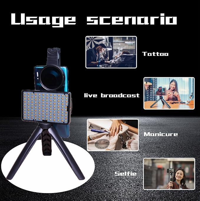 120 Led Tattoo Light Kit with 52mm Cpl, Tripod Light, Dual Clips, Tattoo