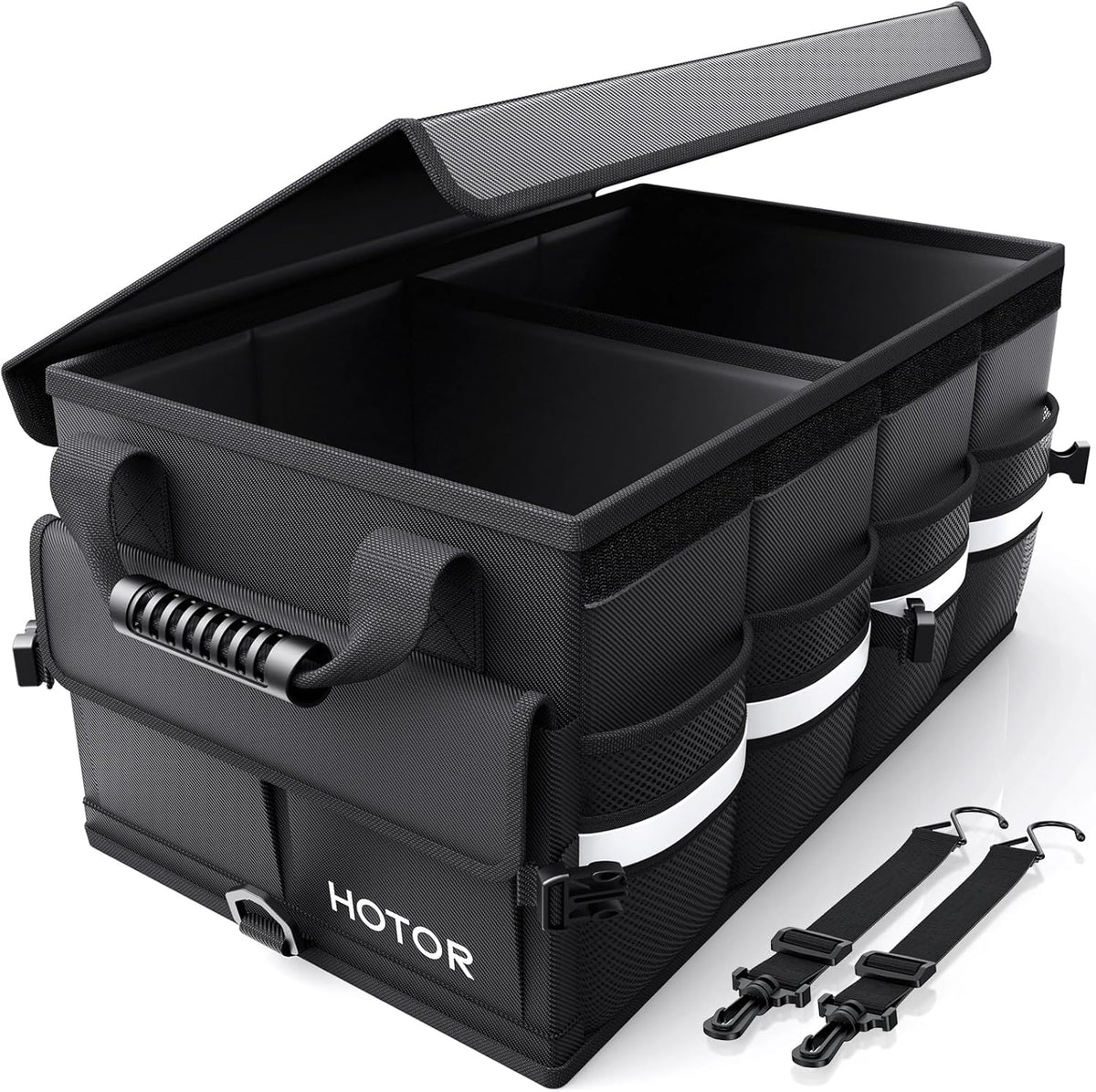HOTOR Car Trunk Organizer - Foldable Car Storage for SUV, 2 Compartments