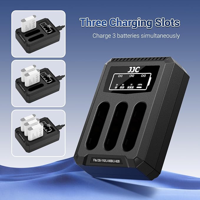 JJC NB-13L Battery Charger USB Triple Slot