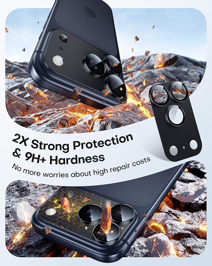 TAURI 2 Pack for iPhone 17 Pro Max Camera Lens Protector, Full Coverage