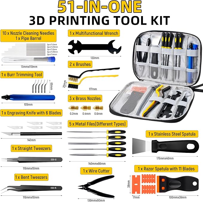 51Pcs 3D Printer Tools Kit, 3D Printer Accessories