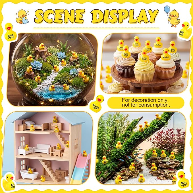 Skylety 24 Pcs Back to School Mini Resin Ducks
